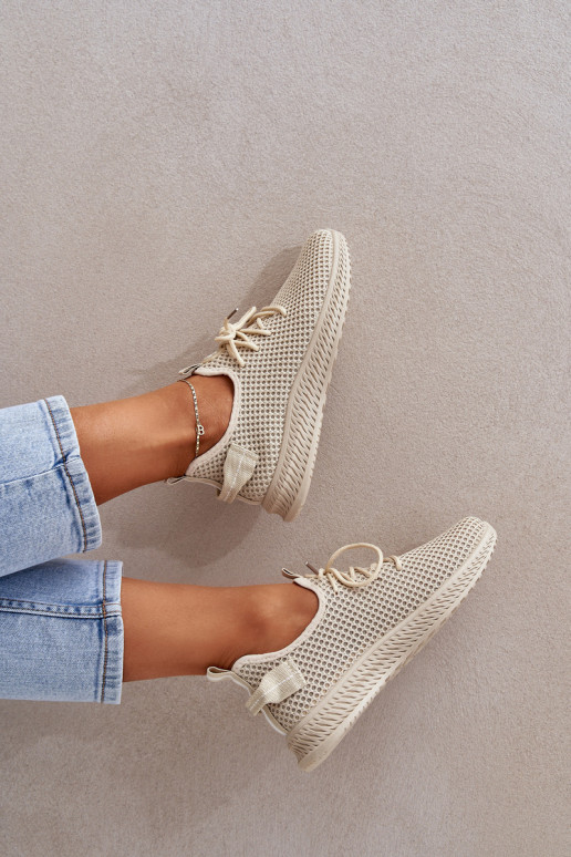 Tinklelis Įsispiriamo modelio sportiniai bateliai Moteriškas smėlio spalvos Harice Tinklelis Įsispiriamo modelio sportiniai bateliai Moteriškas smėlio spalvos Harice