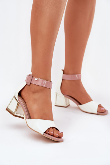 Lakuotos basutės moterims su kulniukais baltos spalvos Zennia