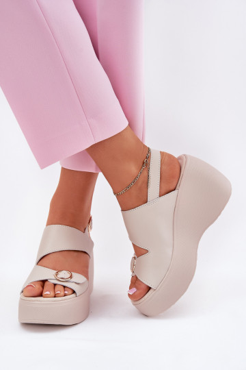 Moteriškos basutės Moteriškas Ant pleišto ir platforma S.Barski LR51-540 smėlio spalvos 2