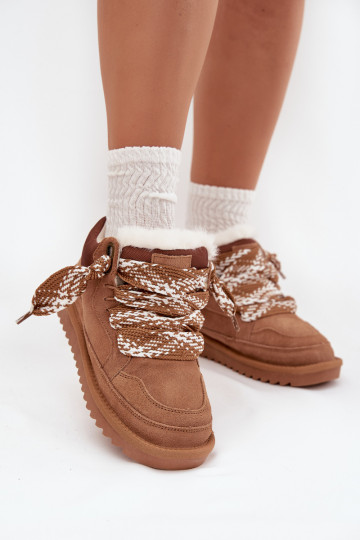 iš zomšos sniego batai Moteriškas su kailiuku I Grubym Suvarstymasm Vinceza 97963 rudos spalvos 2