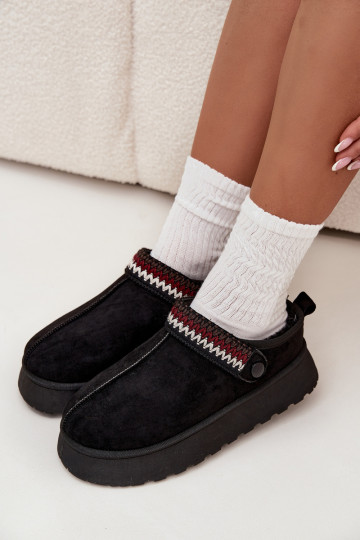 sniego batai Moteriškos žemossuRuchomym Juostelėsem I Haftem su platforma juodos spalvos Lyrisse