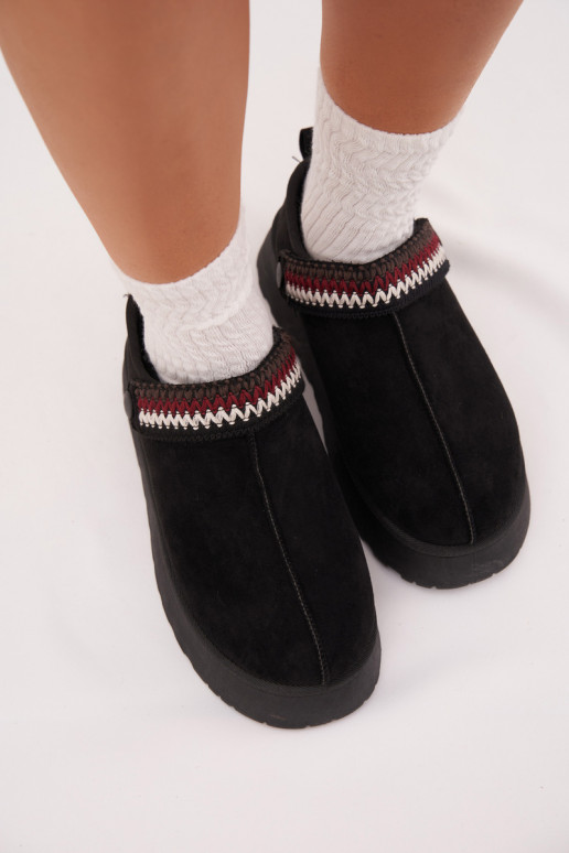 sniego batai Moteriškos žemossuRuchomym Juostelėsem I Haftem su platforma juodos spalvos Lyrisse