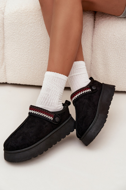 sniego batai Moteriškos žemossuRuchomym Juostelėsem I Haftem su platforma juodos spalvos Lyrisse