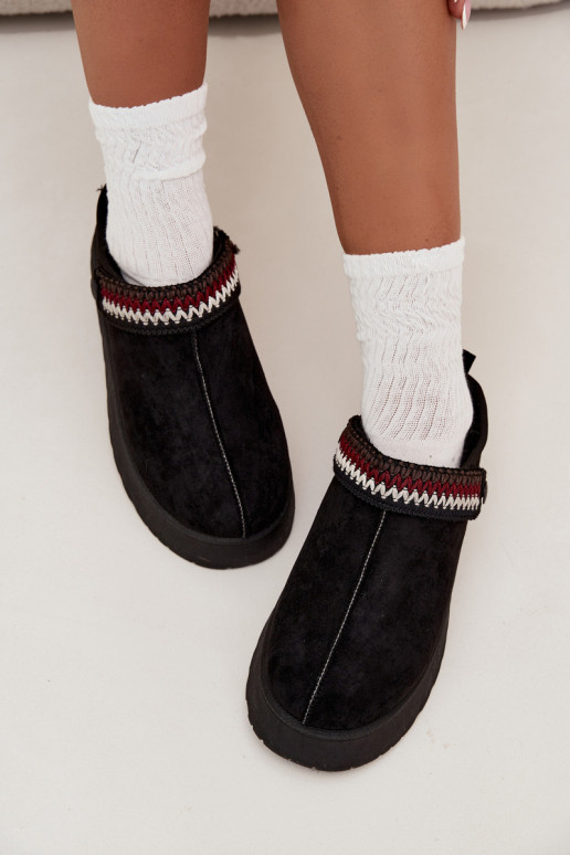 sniego batai Moteriškos žemossuRuchomym Juostelėsem I Haftem su platforma juodos spalvos Lyrisse