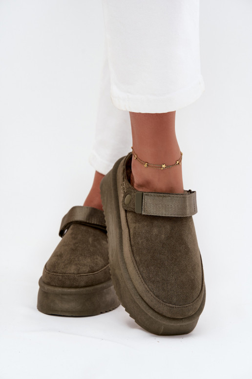 sniego batai Moteriškas su platformasusu limpančiu užsegimuem chaki spalvos Jorielle