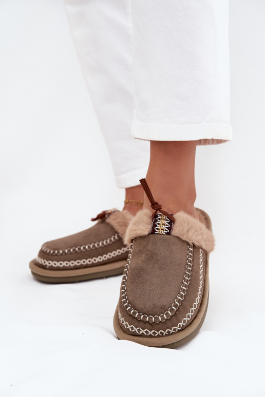 Šlepetės Moteriškas su kailiuku I Haftem žalios spalvos Perivelle