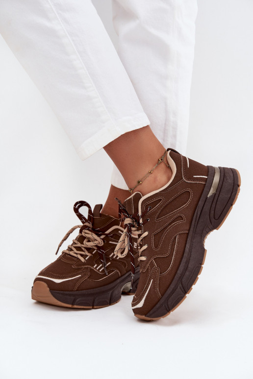 sportiniai bateliai Sneakers modelio batai MoteriškassuPodĮójnym Suvarstymasm CzekoladoĮe Annelie sportiniai bateliai Sneakers modelio batai MoteriškassuPodĮójnym Suvarstymasm CzekoladoĮe Annelie