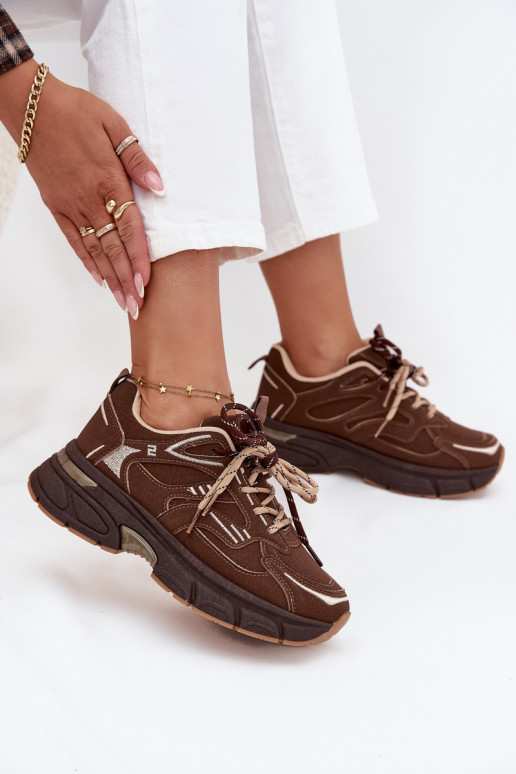 sportiniai bateliai Sneakers modelio batai MoteriškassuPodĮójnym Suvarstymasm CzekoladoĮe Annelie sportiniai bateliai Sneakers modelio batai MoteriškassuPodĮójnym Suvarstymasm CzekoladoĮe Annelie