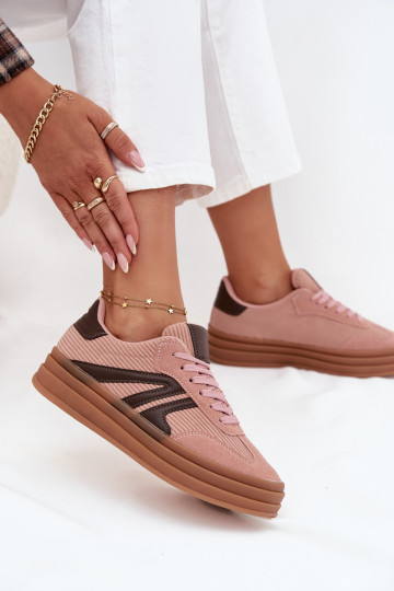 Velvetinės Sneakers modelio batai Moteriškas su platforma rožinės spalvos Skye