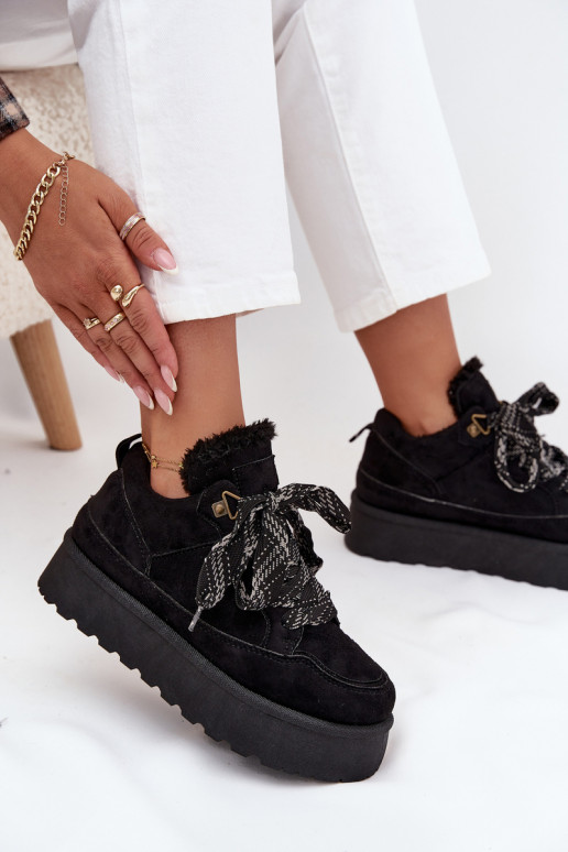 su raišteliais sniego batai Moteriškas su platforma pašiltinti su kailiuku viduje juodos spalvos Tavelle su raišteliais sniego batai Moteriškas su platforma pašiltinti su kailiuku viduje juodos spalvos Tavelle