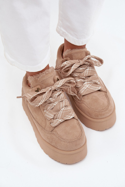 su raišteliais sniego batai Moteriškas su platforma pašiltinti su kailiuku viduje smėlio spalvos Tavelle su raišteliais sniego batai Moteriškas su platforma pašiltinti su kailiuku viduje smėlio spalvos Tavelle