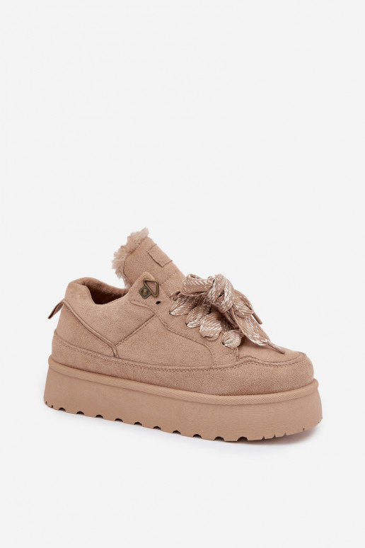 su raišteliais sniego batai Moteriškas su platforma pašiltinti su kailiuku viduje smėlio spalvos Tavelle su raišteliais sniego batai Moteriškas su platforma pašiltinti su kailiuku viduje smėlio spalvos Tavelle