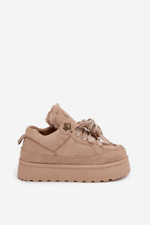 su raišteliais sniego batai Moteriškas su platforma pašiltinti su kailiuku viduje smėlio spalvos Tavelle su raišteliais sniego batai Moteriškas su platforma pašiltinti su kailiuku viduje smėlio spalvos Tavelle