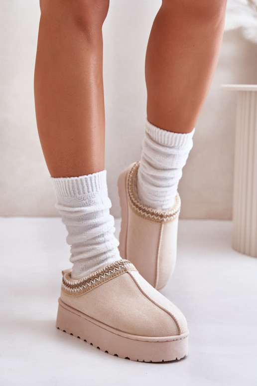 sniego batai Moteriškas su platforma pašiltinti su kailiuku viduje dramblio kaulo spalvos Remenia