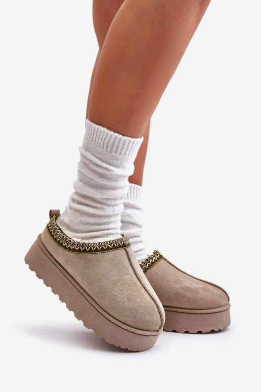 sniego batai Moteriškas su platforma pašiltinti su kailiuku viduje žalios spalvos Remenia