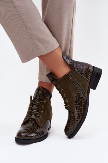 su lako efektu Moteriški aulinukai Su puošniais Tłoczeniem pašiltinti Vinceza 16477 chaki spalvos