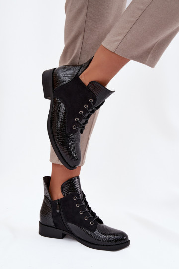 su lako efektu Moteriški aulinukai Su puošniais Tłoczeniem pašiltinti Vinceza 16477 juodos spalvos