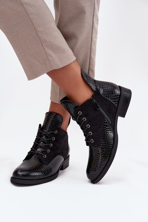 su lako efektu Moteriški aulinukai Su puošniais Tłoczeniem pašiltinti Vinceza 16477 juodos spalvos