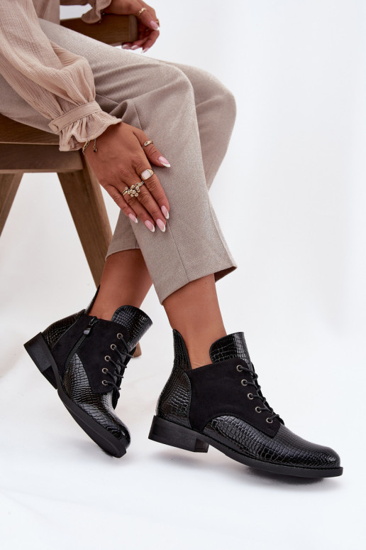 su lako efektu Moteriški aulinukai Su puošniais Tłoczeniem pašiltinti Vinceza 16477 juodos spalvos