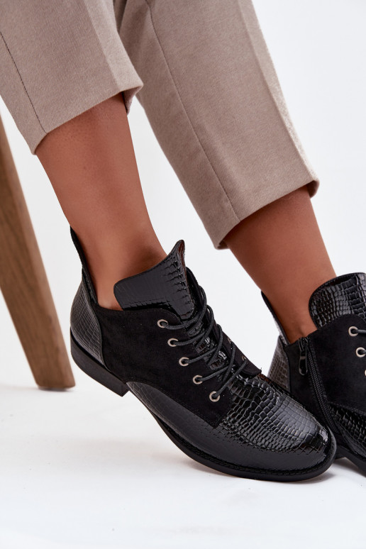 su lako efektu Moteriški aulinukai Su puošniais Tłoczeniem pašiltinti Vinceza 16477 juodos spalvos