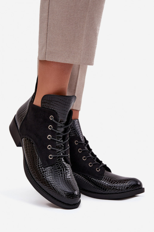 su lako efektu Moteriški aulinukai Su puošniais Tłoczeniem pašiltinti Vinceza 16477 juodos spalvos