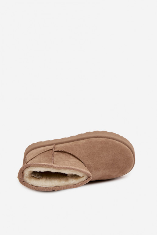 sniego batai Vaikiški pašiltinti su kailiuku viduje SS374020 smėlio spalvos sniego batai Vaikiški pašiltinti su kailiuku viduje SS374020 smėlio spalvos