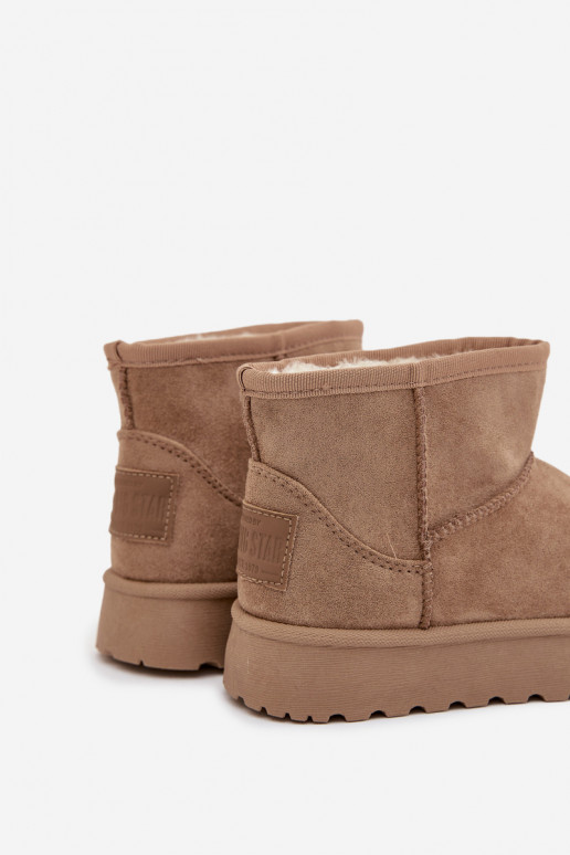 sniego batai Vaikiški pašiltinti su kailiuku viduje SS374020 smėlio spalvos sniego batai Vaikiški pašiltinti su kailiuku viduje SS374020 smėlio spalvos