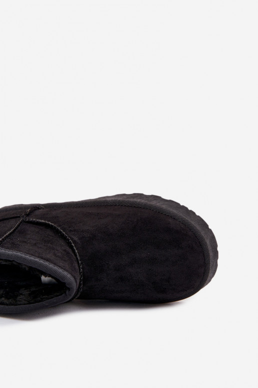 sniego batai Vaikiški pašiltinti su kailiuku viduje SS374018 juodos spalvos sniego batai Vaikiški pašiltinti su kailiuku viduje SS374018 juodos spalvos