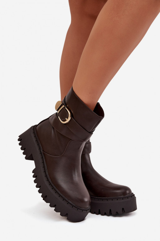 pašiltinti Moteriški aulinukai su aukso spalvos sagtimis CzekoladoĮe Elanore