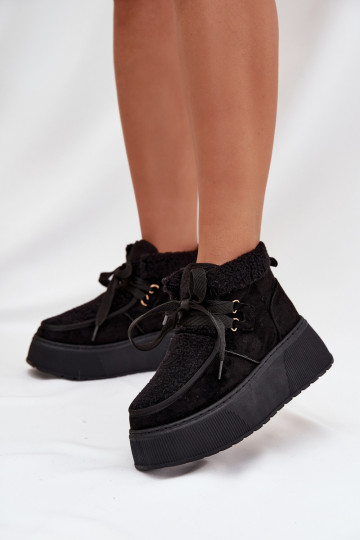 Moteriški sniego batai su platforma ir kailiuku juodos spalvos "Florivelle" 2