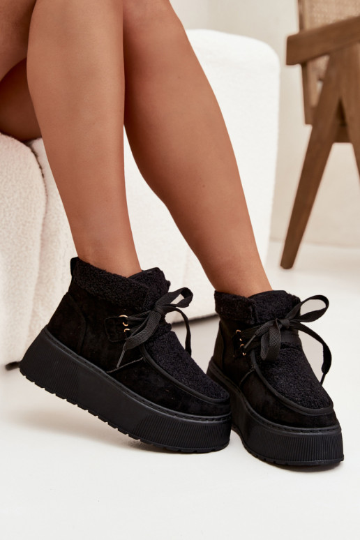 sniego batai Moteriškas su platforma su kailiuku juodos spalvos Florivelle sniego batai Moteriškas su platforma su kailiuku juodos spalvos Florivelle