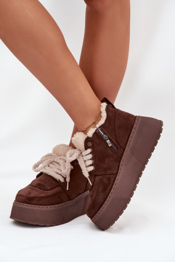 sniego batai Moteriškas su platforma su kailiuku Typu Baranek rudos spalvos Luma