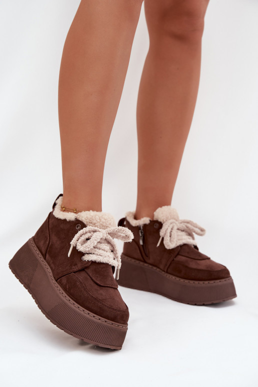 sniego batai Moteriškas su platforma su kailiuku Typu Baranek rudos spalvos Luma sniego batai Moteriškas su platforma su kailiuku Typu Baranek rudos spalvos Luma