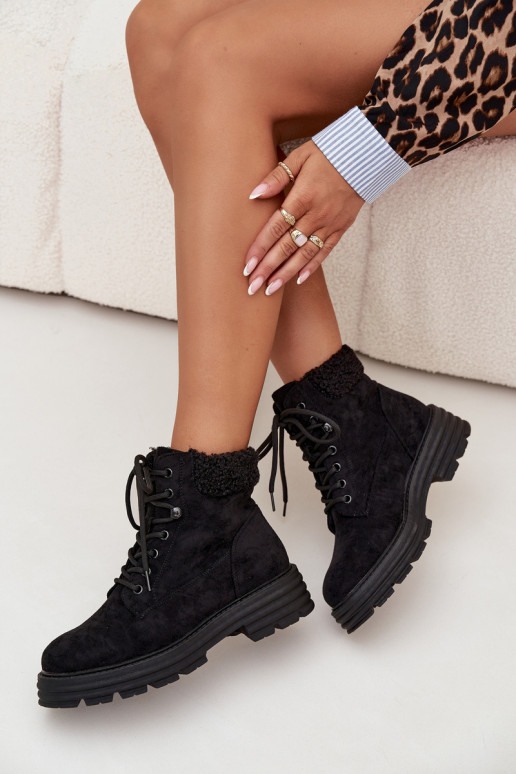 pašiltinti batai Moteriški aulinukai su raišteliais juodos spalvos Lyrinne pašiltinti batai Moteriški aulinukai su raišteliais juodos spalvos Lyrinne