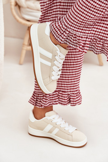 sportiniai bateliai Sneakers modelio batai Moteriškas iš eko odos smėlio spalvos Ravina 2