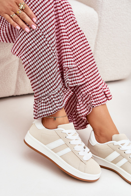 sportiniai bateliai Sneakers modelio batai Moteriškas iš eko odos smėlio spalvos Ravina