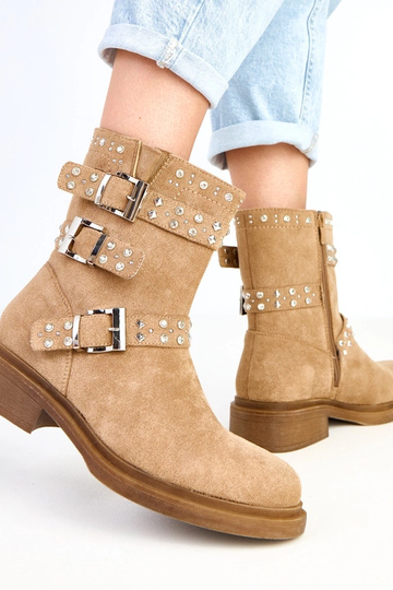 Rudos botinės su cirkoniais...