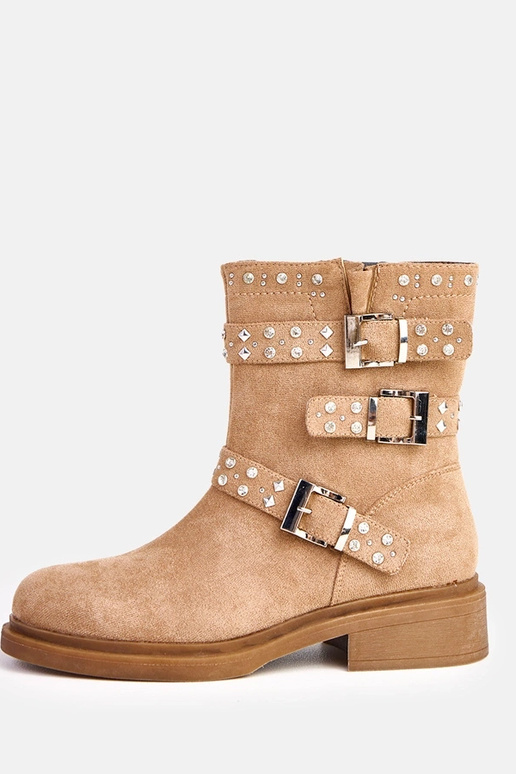 Rudos botinės su cirkoniais ant žemo... Rudos botinės su cirkoniais ant žemo...