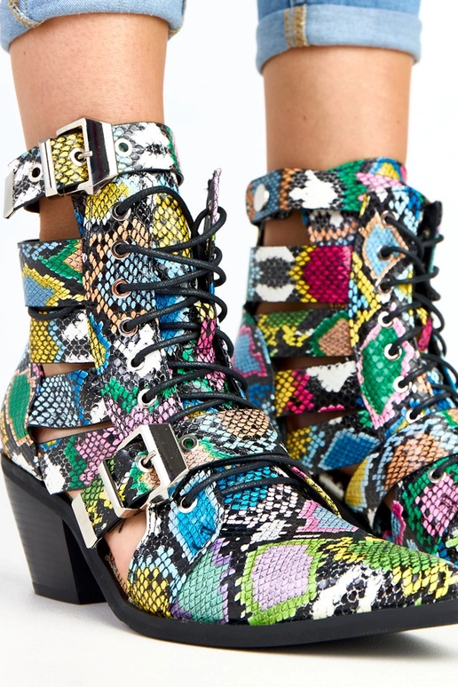 Įvairiaspalvės botinės ant kulno su...