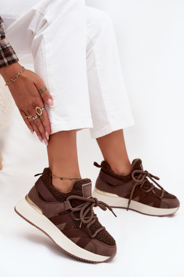 pašiltinti Sneakers modelio batai Moteriškas su platforma rudos spalvos Juvira