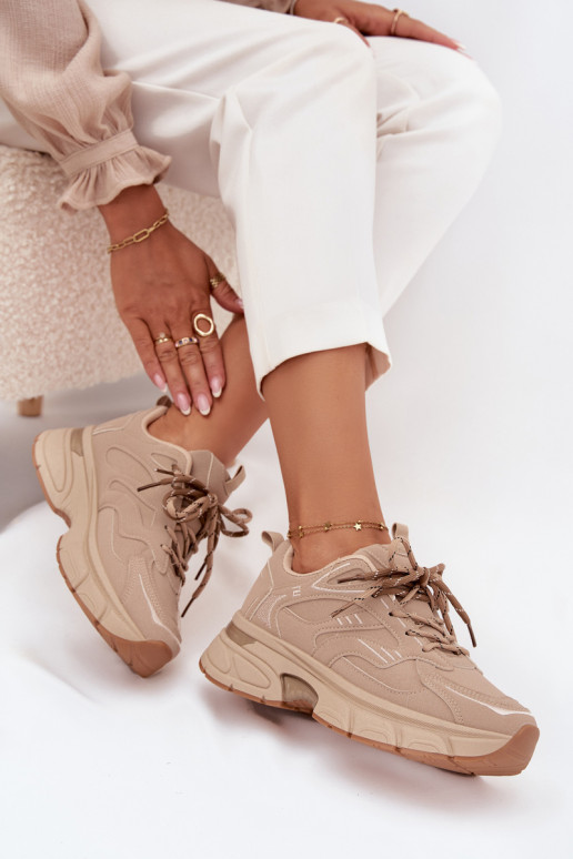 sportiniai bateliai Sneakers modelio batai MoteriškassuPodĮójnym Suvarstymasm smėlio spalvos Annelie