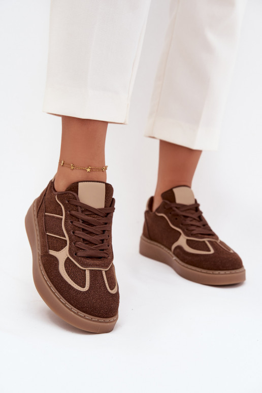 Žemas Sneakers modelio batai Moteriškas rudos spalvos Brenelle Žemas Sneakers modelio batai Moteriškas rudos spalvos Brenelle