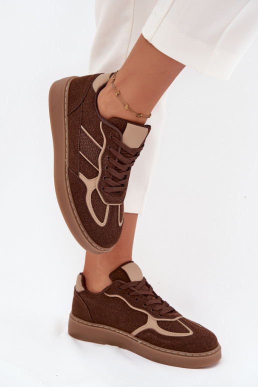 Žemas Sneakers modelio batai Moteriškas rudos spalvos Brenelle Žemas Sneakers modelio batai Moteriškas rudos spalvos Brenelle