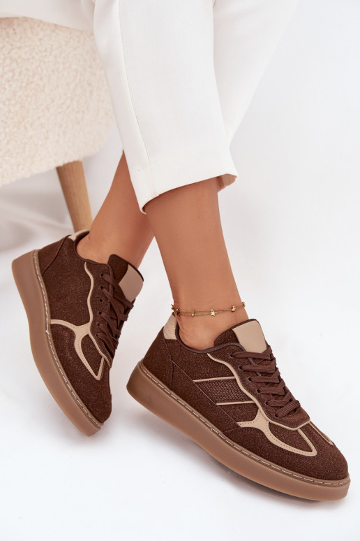 Žemas Sneakers modelio batai Moteriškas rudos spalvos Brenelle Žemas Sneakers modelio batai Moteriškas rudos spalvos Brenelle