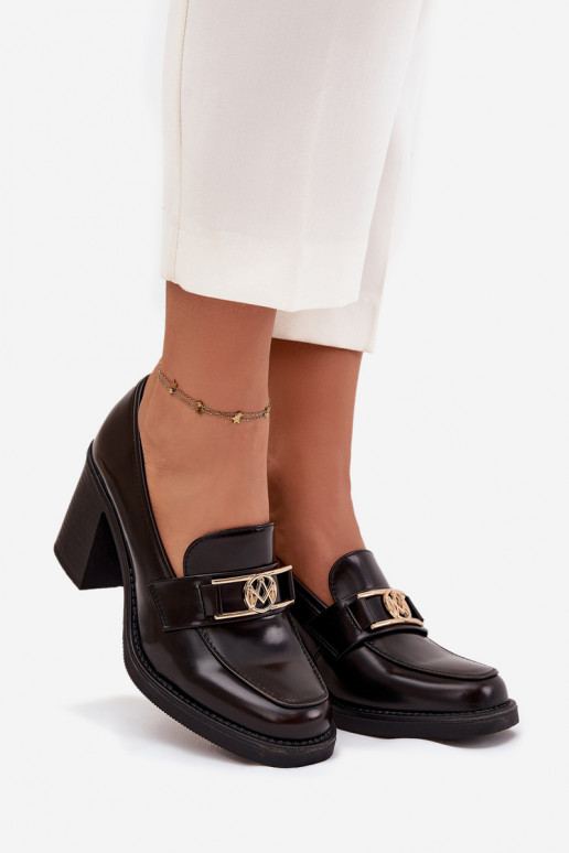 batai Moteriškas su kulniukais Ze aukso spalvosm Detalem CzekoladoĮe Privelle