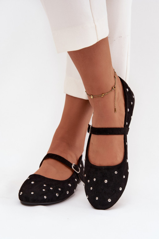 Dekoruotos Balerinos Moteriškas su dirželiais juodos spalvos Olivisse Dekoruotos Balerinos Moteriškas su dirželiais juodos spalvos Olivisse