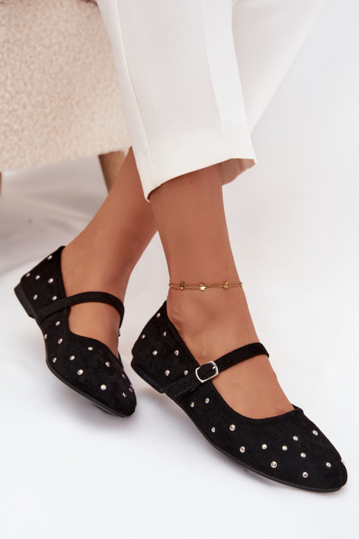 Dekoruotos Balerinos Moteriškas su dirželiais juodos spalvos Olivisse Dekoruotos Balerinos Moteriškas su dirželiais juodos spalvos Olivisse