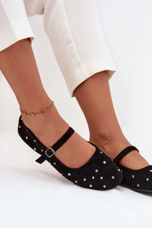 Dekoruotos Balerinos Moteriškas su dirželiais juodos spalvos Olivisse Dekoruotos Balerinos Moteriškas su dirželiais juodos spalvos Olivisse