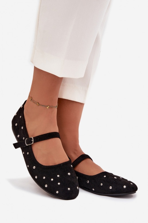 Dekoruotos Balerinos Moteriškas su dirželiais juodos spalvos Olivisse Dekoruotos Balerinos Moteriškas su dirželiais juodos spalvos Olivisse