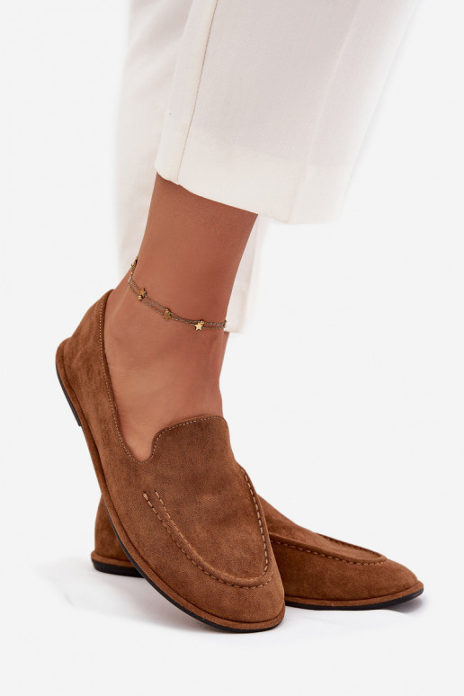 moteriški mokasinaisuiš eko zomšosu lygiapadžiai rudos spalvos Miryelle